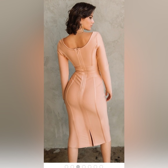 Alieva LILA TIE WAIST BANDAGE DRESS (CORAL) - Picture 3 of 8